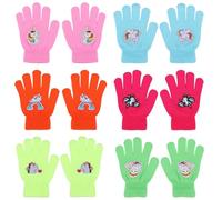 QKURT 6 Pairs Winter Kids Gloves, Kids Magic Stretch Gloves Toddler Knit Mitten Winter Warm Full Finger Mittens Unicorn Pattern for 1~12 Years Old Boys Girls