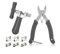 QKURT Bike Link Plier + Chain Breaker Splitter + 6 Pairs Bicycle Missing Link, Chains Plier Quick Links Pliers for 6/7/8/9/10 Speed Chains Repair | Professional Bicycle Chain Tool Kit, Gray