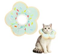 QKURT Cat Cone Collar Soft, Adjustable Waterproof Pet Recovery Collar, Cute Donut Pattern Neck Cat Cones After Surgery, Prevent Licking Biting Protect Wounds for Puppies, Cats, Petal Shape