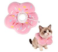 QKURT Cat Cone Collar Soft, Adjustable Waterproof Pet Recovery Collar, Cute Donut Pattern Neck Cat Cones After Surgery, Prevent Licking Biting Protect Wounds for Puppies, Cats, Petal Shape