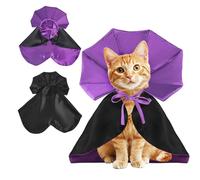 QKURT Cat Vampire Cloak-Pet Halloween Costumes, Dogs Cats Cape, Pet Cosplay Vampire Cloak & Accessories Costume Outfit for Halloween Party (Purple,L)