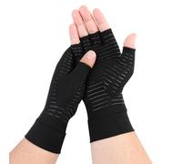 QKURT Copper Gloves, Compression Gloves Fingerless Arthritis Gloves Hand Wrist Support Braces Pain Relief Gloves for Men Women Elderly