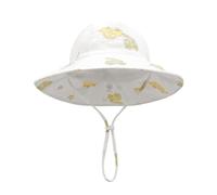 QKURT Infant Baby Bucket Sun Hat, Toddler Sun Protection Hat with Chin Strap, Newborn Cotton Floppy Summer Outdoor Beach Cap, Adjustable, Breathable, for 6-24 Months Boys Girls