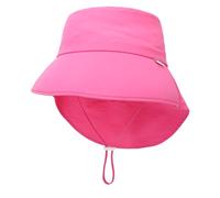 QKURT Kid Sun Hat with Large Brim, Toddler Summer Outdoor Baby Boys Girls Wide Brim Solid Color Cap Children's Soft Breathable Summer Beach Bucket Hat for 1-6 Dark Pink