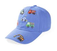 QKURT Kids Baseball Cap Sun Hat, Summer Bucket Hat Sun Protection Beach Cap Fisherman Hats Outdoor Play Hats with Cute Car Excavator Pattern for Boys 3-8 Years Old Sky Blue