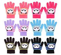 QKURT Kids Gloves, 6 Pairs Full Finger Knit Magic Gloves for 2-5 Years Unisex School Commuting Outdoor Playing