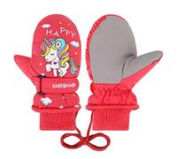 QKURT Kids Ski Gloves, Winter Warm Snow Gloves Windproof Snowboard Mittens for 2~10 Years Old Girls, Children Sport Gloves for Sledding Snowboard Skating Cycling Running and Outdoor Activities