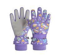 QKURT Kids Snow Glove Children Ski Glove Winter Windproof Thermal Glove Non-Slip Sports Mitten Design with Knitted Ribbed Long Cuff,Warm Outdoor Glove Suitable for 2-9 Years Old Girls