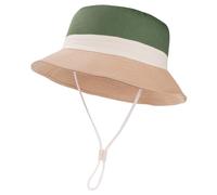 QKURT Kids Summer Sun Hat, Adjustable UV Protection Bucket Hat Windproof Beach Outdoor Fisherman Cap with Breathable Cotton Lining, Color Block Design, for Unisex Kids Boys Girls 1-6 Years Old