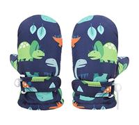 QKURT Winter Waterproof Kids Gloves, Windproof Children Gloves Cold Weather Dinosaur Glove Snow Ski Toddler Glove for Boys Girls Aged 1-4 Years,M:1-2Years,L:2-4Years