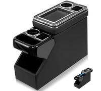 QKVCX Center Console Between Seat Organizer for Minivans, SUVs, with Key Holder & Cup Holders,Phone Storage for Minivan &SUVs, Middle Van Floor Console Organizer Storage Box- Black