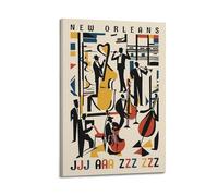 QKVPMNRQ New Orleans Jazz Vintage Travel Decor Living Room Canvas Wall Art Modern Family Bedroom 08x12inch(20x30cm) Frame-style