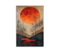QKVPMNRQ Red Sky At Morning Vintage Vintage Decor Living Room Canvas Wall Art Modern Family Bedroom 24x36inch(60x90cm) Unframe-style
