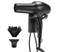 QL Hair Dryer with Wall-Mounted Holder and Diffuser,Professional Ionic Dryer 2200W with brushless AC Motor for Home,Hotels,Salon,Matt Black