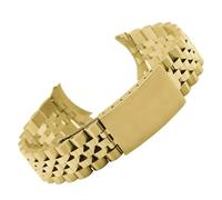 QL Supply Co 18 19 20 21 22mm Hollow Curved End Solid Screw Links Replacement Watch Band Old Style Jubilee Bracelet(Gold Without Logo,20mm)