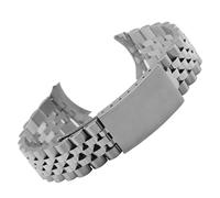 QL Supply Co 18 19 20 21 22mm Hollow Curved End Solid Screw Links Replacement Watch Band Old Style Jubilee Bracelet(Silver Without Logo,22mm)