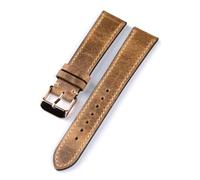 QL Supply Co Fully Handmade High-End Leather Watchband 18 19 20 21 22MM Light Brown Leather Bracelet,Retro Strap, Men's First Layer Leather(Rose Gold Buckle,18mm)