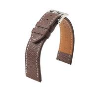 QL Supply Co Handmade Genuine Leather Watchband 18mm 19mm 20mm 22mm Vintage First Layer Cowhide Watch Strap Bracelet Replacement For Men(Dark bn wh line,20mm)