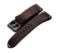 QL Supply Co Handmade Genuine Leather Watchband Old Brown Black 18 20 22MM Soft Men's Vintage Bracelet, First Layer Cowhide Leather Bracele