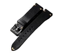 QL Supply Co Handmade Genuine Leather Watchband Old Brown Black 18 20 22MM Soft Men's Vintage Bracelet, First Layer Cowhide Leather Bracele