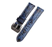 QL Supply Co Handmade Leather Watchband 20 22 24 26MM Green Bule White Snakeskin Men's Vintage Bracelet Men Watch Bracelet Vintage Style(Bule,26mm)