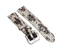 QL Supply Co Handmade Leather Watchband 20 22 24 26MM Green Bule White Snakeskin Men's Vintage Bracelet Men Watch Bracelet Vintage Style(White,24mm)