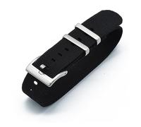 QL Supply Co Nylon Straps 20mm 22mm Watchbands Durable French Troops Parachute Special Elastic Watch Bands Replacement Men(Black,20mm)
