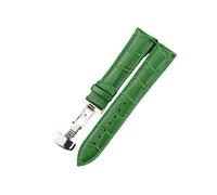 QL Supply Co Release Genuine Leather Band with Bamboo Texture Strap Watch Bracelet Accessories Animal Skin Strap(Green Silver Buckle,16mm)