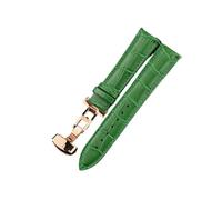 QL Supply Co Release Genuine Leather Band with Bamboo Texture Strap Watch Bracelet Accessories Animal Skin Strap(Green Rose Gold,22mm)