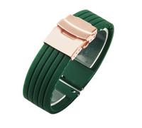 QL Supply Co Silicone Rubber Watch Strap Band Deployment Buckle 18mm 20mm 22mm 24mm for Watch Replace the Strap(Green-Rose,22mm)