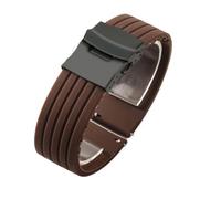 QL Supply Co Silicone Rubber Watch Strap Band Deployment Buckle 18mm 20mm 22mm 24mm for Watch Replace the Strap(Brown-Black,18mm)