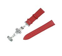 QL Supply Co Soft Ultra Thin PU Leather Watchband 18mm 20mm 22mm with Stainless Steel Buckle Casual Wristband(Red,20mm)