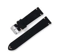 QL Supply Co Vintage Handmade Soft Watch Band Quick Release Wristbelt Retro Suede Stitching Strap Genuine Leather Bracelet 18mm 20mm 22mm(Black,18mm)