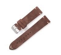 QL Supply Co Vintage Handmade Soft Watch Band Quick Release Wristbelt Retro Suede Stitching Strap Genuine Leather Bracelet 18mm 20mm 22mm(Dark Brown,20mm)