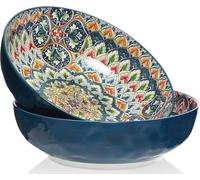 Qlans Serving Bowls 10.2inch 75 Oz Fruit Bowls Salad Bowls, Pasta Bowl Set of 2, Serving Dishes for Entertaining, Vibrant Color Large Bowls for Party,Microwave & Dishwasher Safe
