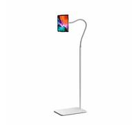 Qlbnxks Tablet Floor Stand, Height Adjustable Metal Tablet Holder, with Flexible Gooseneck and Double Weight Base, Phone Stand Angle 360° Holder, for Tablet, Cell P(Size:Universal model,Color:White)