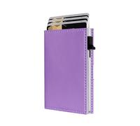 QLD 2026 Upgraded Wallet for Men - RFID Blocking [Smoothly Pop Up] Trifold Minimalist Credit Card Holder Slim Wallet Metal Case & Cash Slot, Front Pocket Wallet with ID Window, Gift Boxed, Purple, S