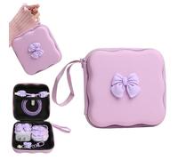 QLD COVER Charger Cover Storage Bag, Cute 3D Bow Tie Waves Design Charger Protector Travel Storage Case, Earphone Wire Saver Cable Cord Organizer Wireless Earphone Storage Box, Purple Bow
