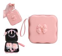 QLD COVER Charger Cover Storage Bag, Cute 3D Bow Tie Waves Design Charger Protector Travel Storage Case, Earphone Wire Saver Cable Cord Organizer Wireless Earphone Storage Box, Pink Bow