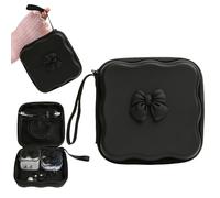 QLD COVER Charger Cover Storage Bag, Cute 3D Bow Tie Waves Design Charger Protector Travel Storage Case, Earphone Wire Saver Cable Cord Organizer Wireless Earphone Storage Box, Black Bow