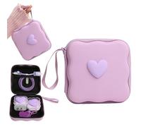 QLD COVER Charger Cover Storage Bag, Lovely 3D Love Heart Waves Design Charger Protector Travel Storage Case, Earphone Wire Saver Cable Cord Organizer Wireless Earphone Storage Box, Purple Love