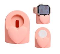 QLD COVER Charger Stand Compatible With Apple Watch Series Ultra2/Ultra/10/9/8/7/6/5/4/3/2/1/SE2/SE, iWatch Lovely 3D Heart Silicone Charging Desk Dock Holder Night Mode, Pink Love