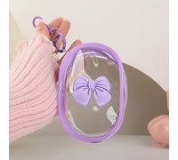 QLD COVER Charging Cable Storage Bag, Cute 3D Bow Tie Waves Design Transparent Compact Travel Cables Carrying Storages Case Electronic Accessories Charger Cord Wire Organizer, Purple Bow