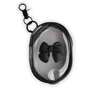 QLD COVER Charging Cable Storage Bag, Cute 3D Bow Tie Waves Design Transparent Compact Travel Cables Carrying Storages Case Electronic Accessories Charger Cord Wire Organizer, Black Bow