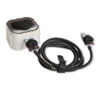 QLD COVER Compatible with Apple 18W/20W USB-C 3-Pin Charger Cover Cute 3D Love Heart Waves Clear Soft Chargers Protector Cable Saver for iPhone 11 12 13 14 15 16 Pro Max Fast Power Adapter, Black Love