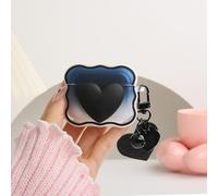 QLD COVER Compatible with Apple AirPods 3 Generation 2021 Case Cover, Lovely 3D Love Heart Waves Design Shockproof Soft Clear TPU Airpods 3 Protector with Keychain for Women Girls, Black Love