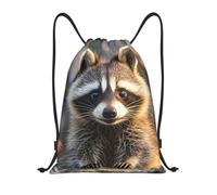 QLDETUPWLX Drawstring Backpack Funny raccoon Drawstring Bags Sports Sackpack Gym Cinch Sack for Women Men
