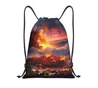 QLDETUPWLX Drawstring Backpack Kilauea Volcano Drawstring Bags Sports Sackpack Gym Cinch Sack for Women Men