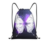 QLDETUPWLX Drawstring Backpack White Butterfly Drawstring Bags Sports Sackpack Gym Cinch Sack for Women Men