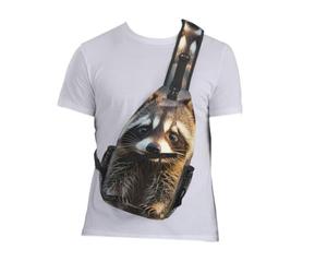 QLDETUPWLX Sling Bag Funny raccoon Chest Bag Travel Hiking Crossbody Backpack Adjustable Shoulder Bag Unisex